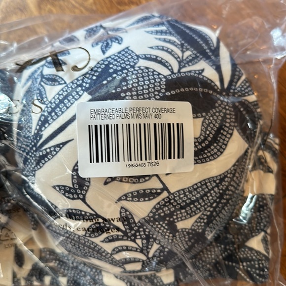 Soma Embraceable Full Coverage Bra Size 40D Patterned Palms Navy - Picture 2 of 4